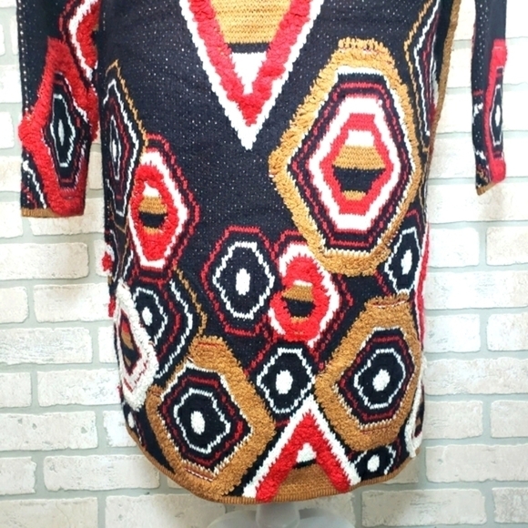 MAXSPORT Aztec Boho Mid Length Knitted Sweater Cardigan Size M - Picture 6 of 12